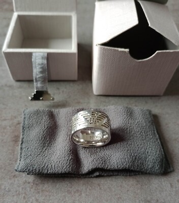 Emporio Armani Ring, massiv 925 Sterling Silber, Adler Logo Design, Ringgröße M