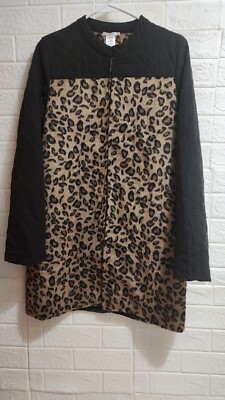 Esley Leopard Print Mixed Fabric Jacket Coat M
