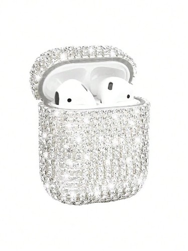 Luxury Silver Rhinestone Bling Glass case cover for Airpods 1 2 3 4 Pro Pro 2nd - Picture 12 of 13