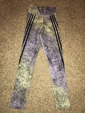 Adidas XS Climalite Womens Leggings Purple Black Polyester Blend A9