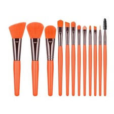 12 Pc Makeup Brush Set Fluorescent Orange NEW