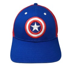 Captain America Snapback Trucker Hat Multicolor OS Adjustable Mesh Back Marvel