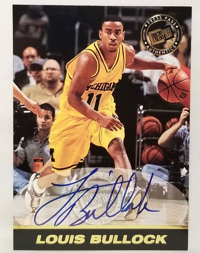 1999 Press Pass LOUIS BULLOCK Signed Card Auto Michigan Wolverines
