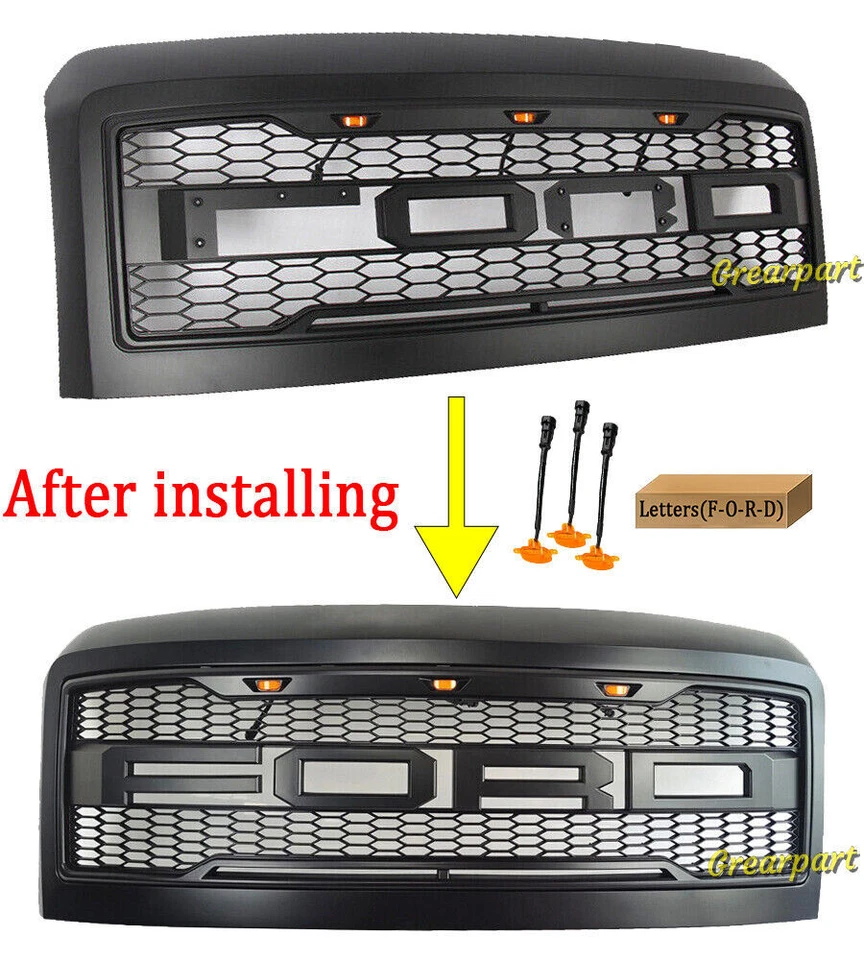 Parrilla estilo Raptor para Ford F250 F350 Super Duty 2008-2010 rejilla delantera malla Foto 3 de 4