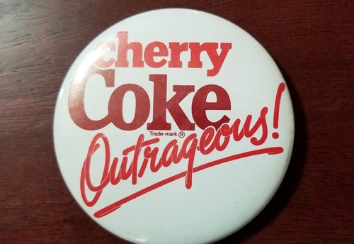 vintage cherry coke coca cola button outrageous pin back button