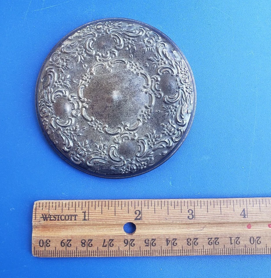 Espelho compacto vintage toalha prata esterlina portátil - Imagem 4 de 4