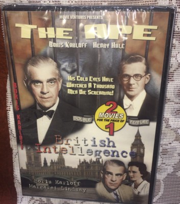 The Ape/ British Intellegence Double Boris Karlof Double Feature DVD Fast Ship