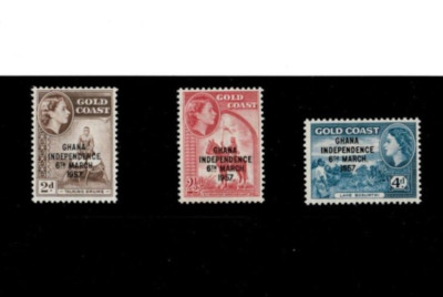 Ghana 1958 - Gold Coast - Independence OVPT - Set of 3 Stamps - Scott ...