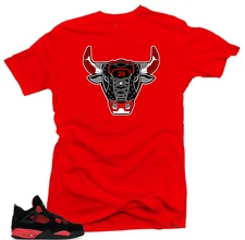 Shirt to Match Jordan 4 Red Thunder Bred Sneaker Shirts.Bull 4 Red tees 