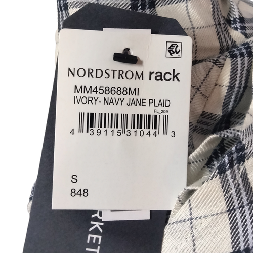 Camisa de vestir Melrose and Market para mujer pequeña azul marfil a cuadros blusa con botones - Imagen 11 de 12