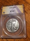 1936S Walking Liberty Half Dollar   ANACS  VF 20