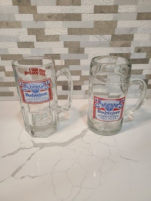 Budweiser Beer Glass Mugs Set of 2 Collectible Breweriana Classic Barware