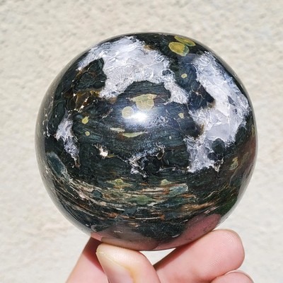 Ocean Jasper Green Sphere w/ Druzy Healing Crystal 430 Grams