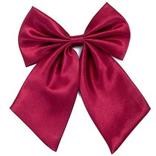 Ladies Girl Bowknot Bow Tie - Adjustable Pre-tied Solid Color Handmade Dard Red