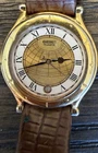 VINTAGE Seiko Quartz Gold Tone Dress Watch Brown Leather Water Resistant