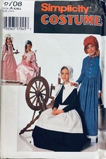Simplicity Pattern 9708 Girls Size S-L Puritan Centennial 18-19 Century Costumes