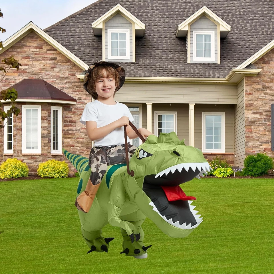 Disfraz de dinosaurio inflable T-Rex para niños - Vestido de fantasía inflable Halloween Foto 2 de 4