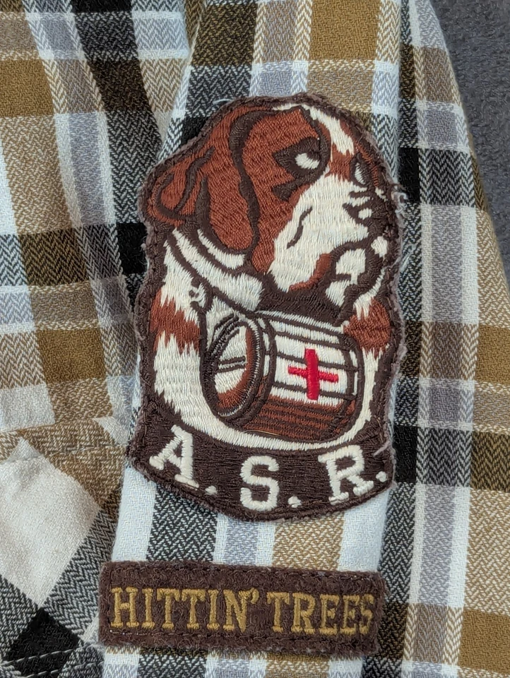 Camisa de franela Akoo para hombre 2XL ASR San Bernardo parches a cuadros en el codo adornados Foto 4 de 4