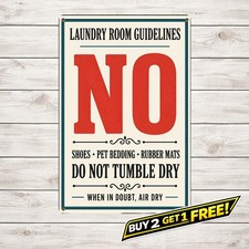 Laundry Room Dryer Rules Metal Sign Creative Utility Room Wall Art