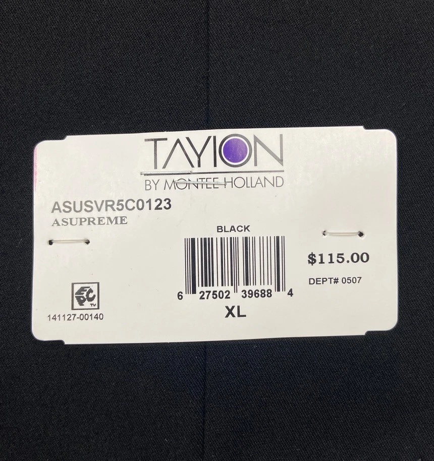$115 NUEVO TAYION Para Hombres XL Negro Sólido Doble Pecho Elástico Traje Chaqueta Chaleco Foto 4 de 4