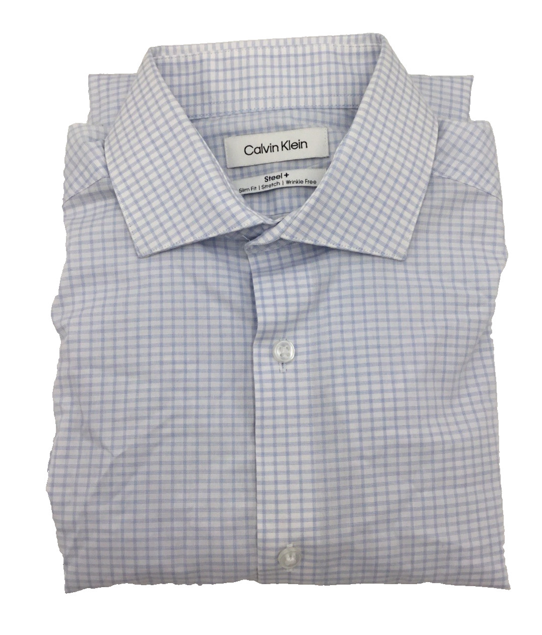 Calvin Klein Mens Slim-Fit Stretch Dress Shirt Blue Sz-15 3233 7090₽