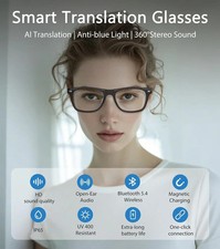 Smart Glasses AI Bluetooth Glasses with 144 Translation for Men  Woman Travel