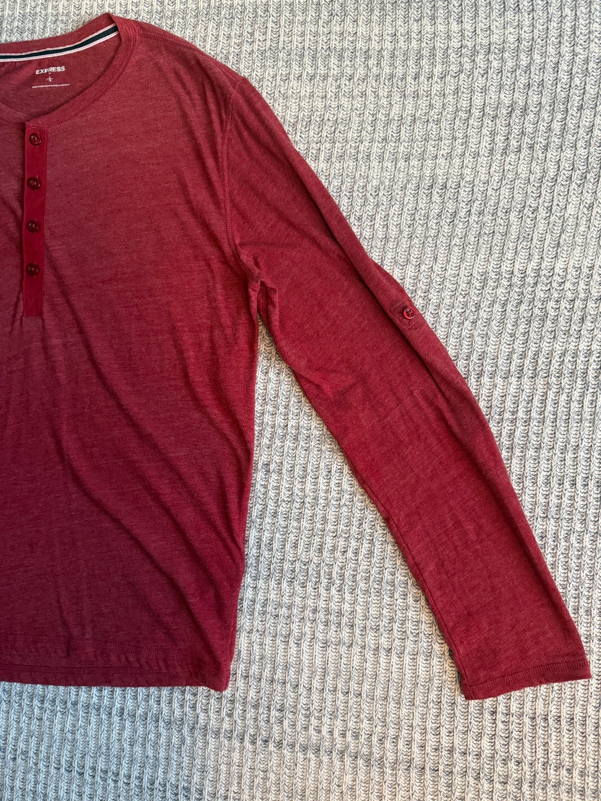 Express Men’s Large Quarter-Button Pullover - Mar… - image 4
