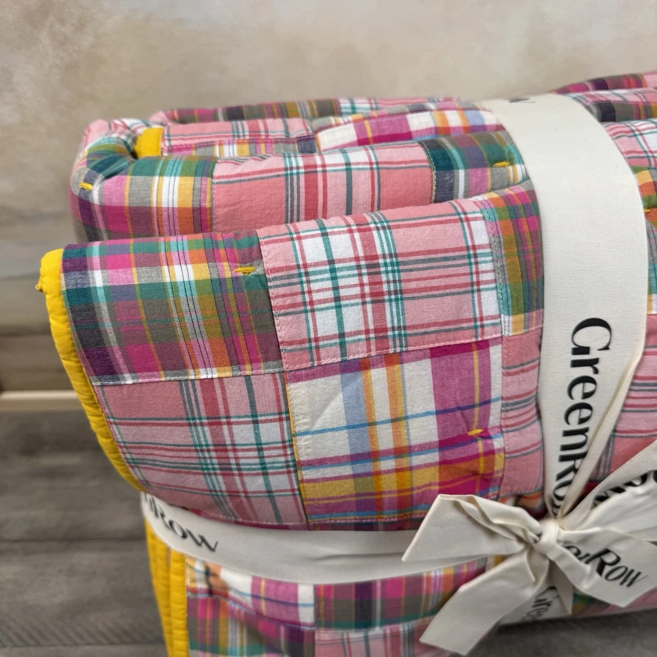 GreenRow/Pottery Barn Madras Plaid Patchwork Quilt Twin/Full Multicolor NWOT - Image 2 of 4