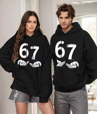 Unisex 67 Number Meme Hooded Sweatshirt -Funny Six Seven 6 7 Meme Graphic Hoodie