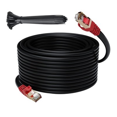 Cat 6E Cat 7 Outdoor Ethernet Cable 200 FT,10Gbps Heavy-Duty Shielded Interne...