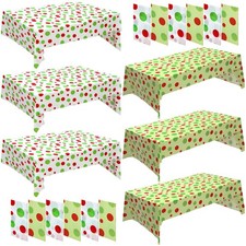 12 Pcs Red and Green Christmas Disposable Tablecloth Plastic Christmas Rectan...