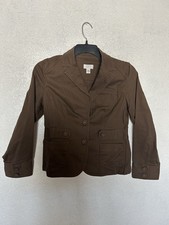 Ann Taylor LOFT Brown Blazer Women's Size 8P Cotton With Pockets Casual Jacket