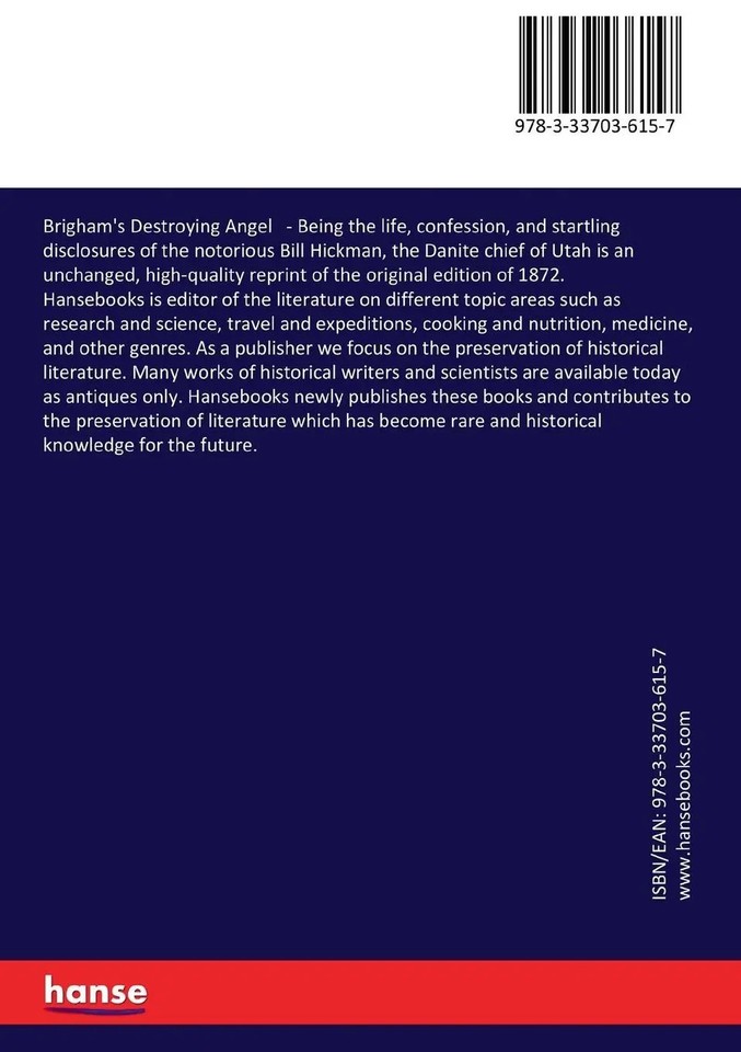 William Hickman | Brigham's Destroying Angel | Taschenbuch | Englisch ...