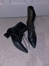 Loewe Ankle Lace-Up Boots in Black Leather