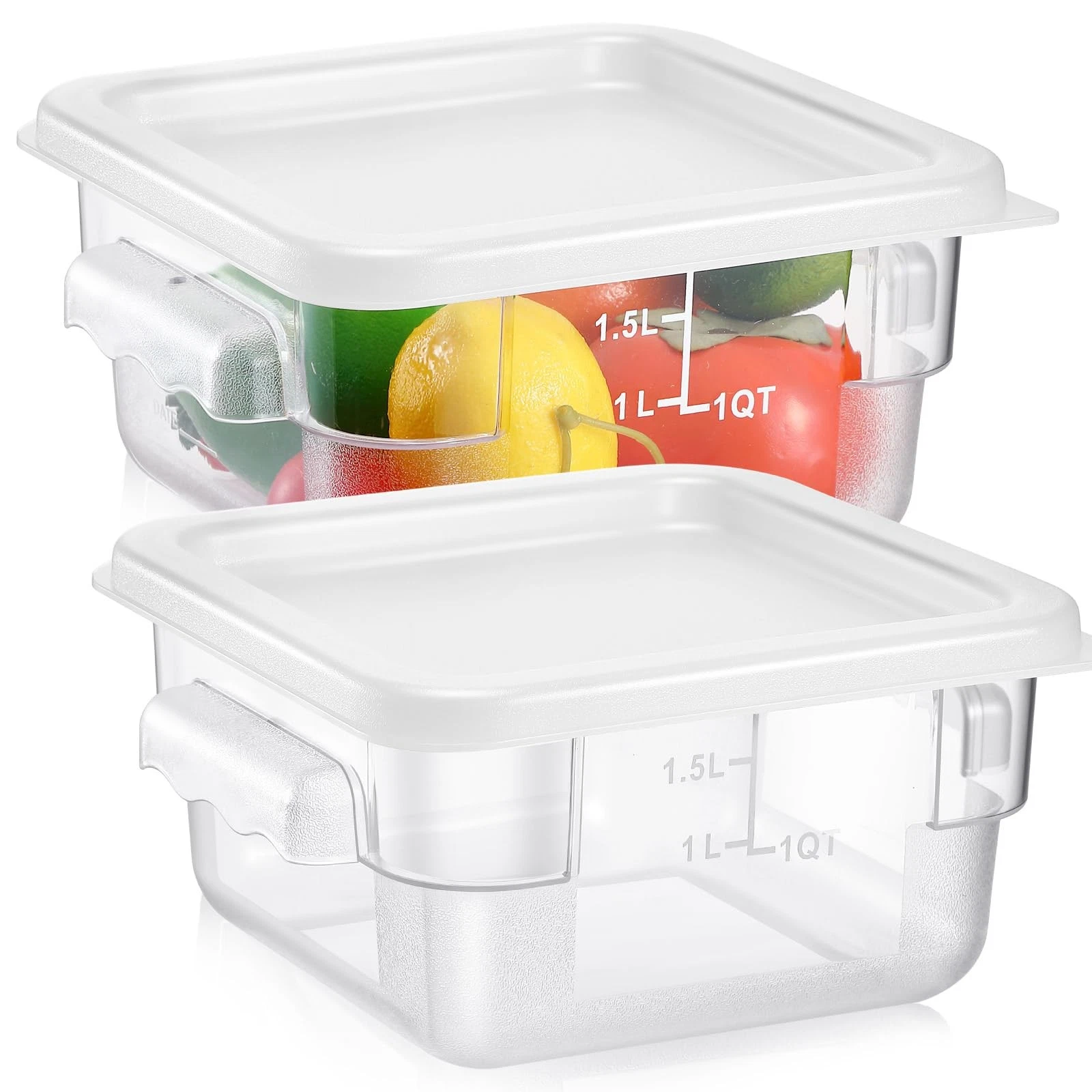 2 Pieces Square Food Storage Containers Polycarbonate Clear food Container wi...