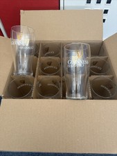 New Case Of 12 Genuine Guinness Pint Glasses X12 Unused Mancave , Pub (M25)