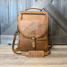 Leather Backpack 3-in-1 Brown Spanish Laptop Bag Briefcase Travel Caf Leather