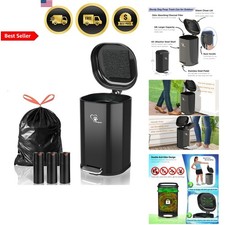Dog Waste Trash Can Outdoor Odor Control 8L Pet Waste Bin with Lid and Bags