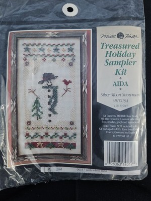 Vintage Mill Hill Treasured Holiday Sampler Kit - Silver Moon Snowman