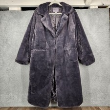 BLANKNYC Womens Long Faux Fur Coat Oversized Collar Grey Size Large