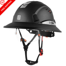 UM ULTRAMAXX Full Brim Hard Hat with One Size, Matte Black Helmet Clear Visor