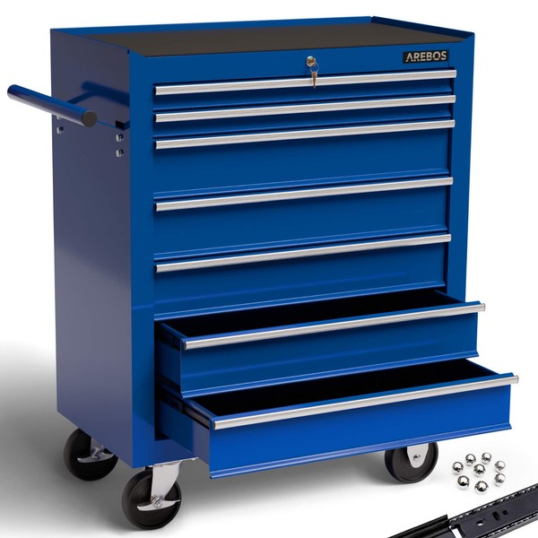 Arebos Werkstattwagen Werkzeugwagen Rollwagen Werkzeugkiste Toolbox 7 FäCher-image