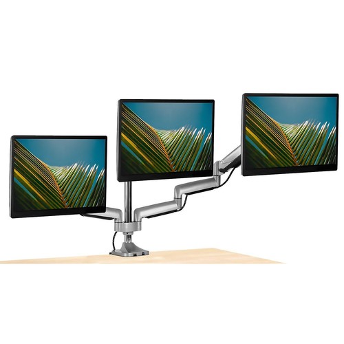 Mount-It! Height Adjustable Triple Monitor Mount Arms w/USB Port MI-2753 - 第 2/6 張圖片