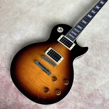 Custom Brown Sunburst LP Electric Guitar Chrome Parts HH Pickups Solid Body