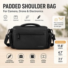 Padded Camera Drone Shoulder Bag Electronics Organizer Travel Case Black Yuneec
