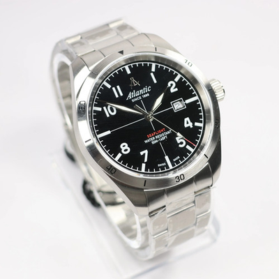 #ad #ad Atlantic Seaflight Men#x27;s Black Dial Stainless Steel Quartz Watch 70356.41.65 $449.99