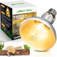 REPTI MATE 160W Reptile Heat Lamp Bulbs, Full Spectrum UVA/UVB Silver