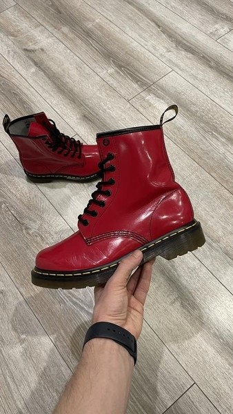 Women Dr. Martens Boots Red Leather 38 #3KJ5