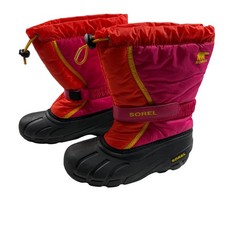 Sorel Girls Winter Snow Boots Red Pink Orange Insulated Waterproof Youth Size 5