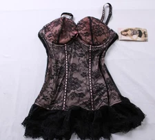 Seven 'til Midnight Women's Ruffle Trim Lace Bustier ZG3 Light Pink Size XL NWT